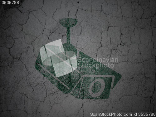 Image of Security concept: Cctv Camera on grunge wall background