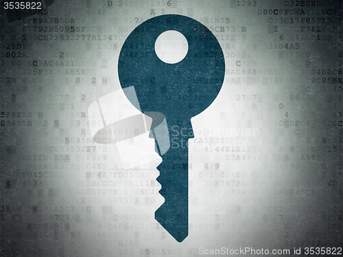 Image of Security concept: Key on Digital Paper background