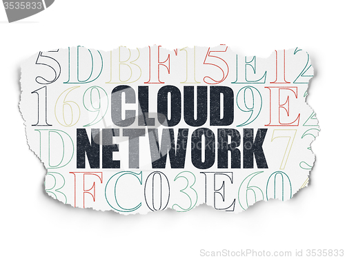 Image of Cloud computing concept: Cloud Network on Torn Paper background