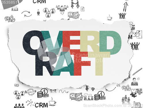 Image of Business concept: Overdraft on Torn Paper background