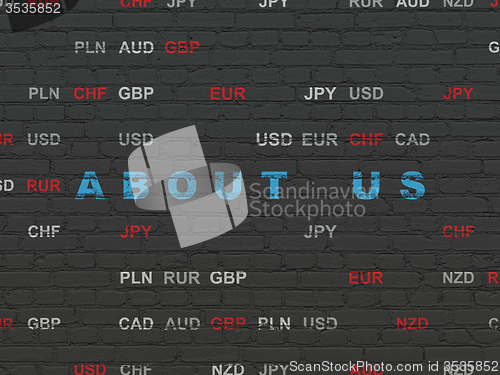 Image of Finance concept: About us on wall background