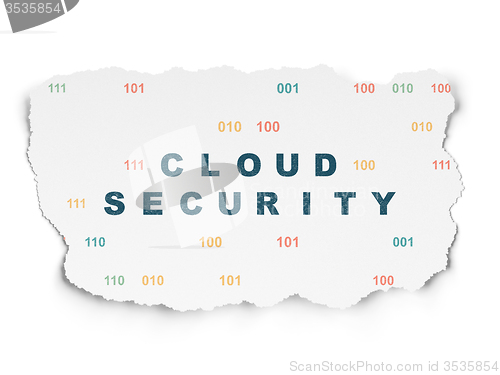 Image of Protection concept: Cloud Security on Torn Paper background