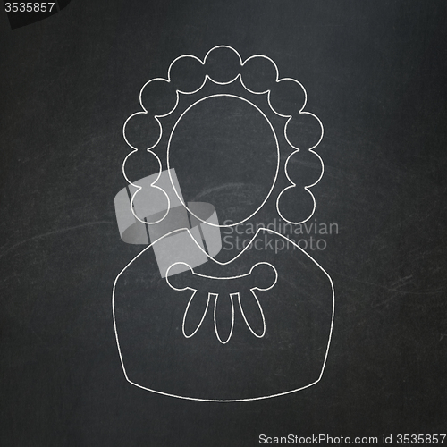 Image of Law concept: Judge on chalkboard background