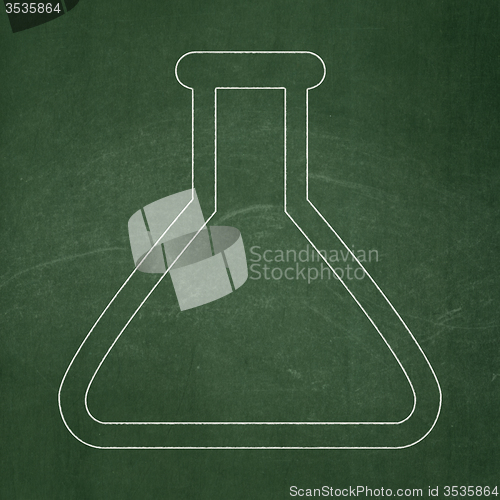 Image of Science concept: Flask on chalkboard background