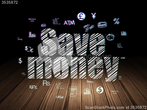 Image of Banking concept: Save Money in grunge dark room