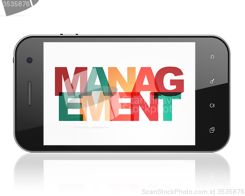 Image of Business concept: Smartphone with Management on  display