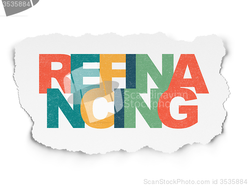Image of Business concept: Refinancing on Torn Paper background