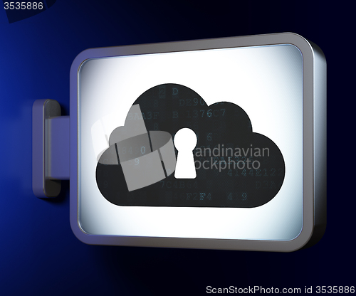 Image of Cloud networking concept: Cloud With Keyhole on billboard background