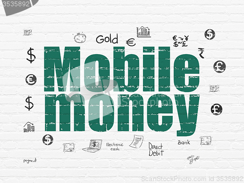 Image of Money concept: Mobile Money on wall background