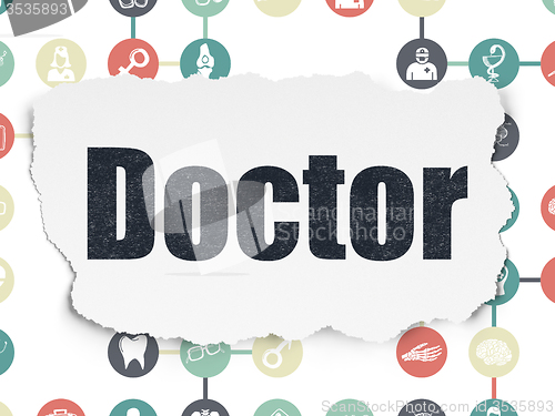 Image of Healthcare concept: Doctor on Torn Paper background