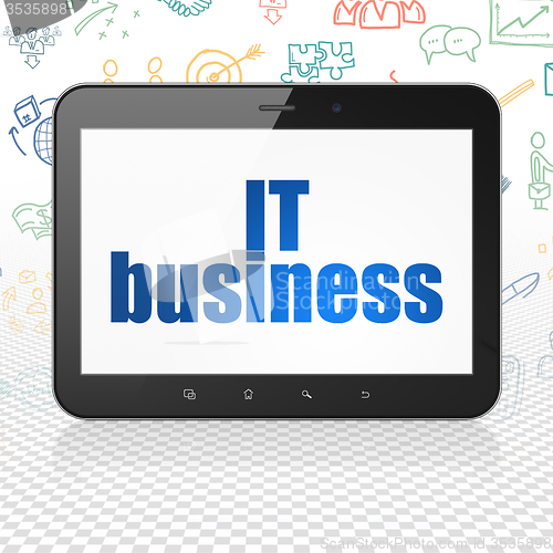 Image of Finance concept: Tablet Computer with IT Business on display