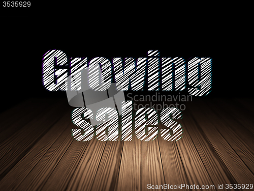 Image of Finance concept: Growing Sales in grunge dark room