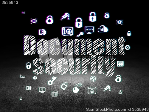Image of Privacy concept: Document Security in grunge dark room