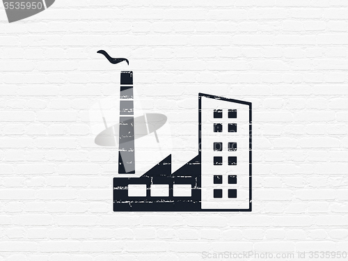 Image of Finance concept: Industry Building on wall background