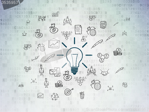 Image of Business concept: Light Bulb on Digital Paper background