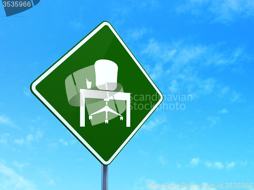 Image of Business concept: Office on road sign background