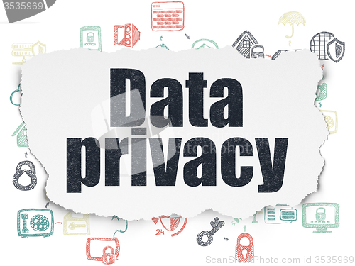 Image of Security concept: Data Privacy on Torn Paper background