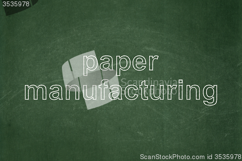 Image of Manufacuring concept: Paper Manufacturing on chalkboard background