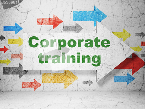 Image of Studying concept: arrow with Corporate Training on grunge wall background