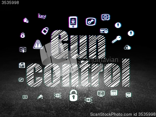 Image of Privacy concept: Gun Control in grunge dark room