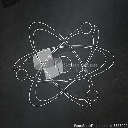 Image of Science concept: Molecule on chalkboard background