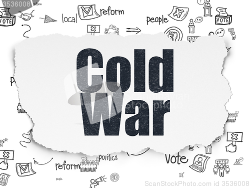 Image of Politics concept: Cold War on Torn Paper background