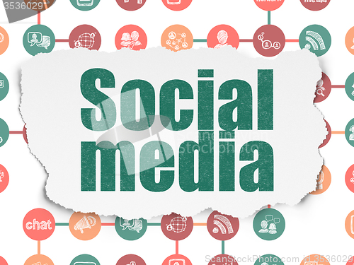 Image of Social media concept: Social Media on Torn Paper background