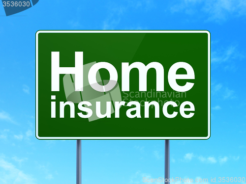 Image of Insurance concept: Home Insurance on road sign background