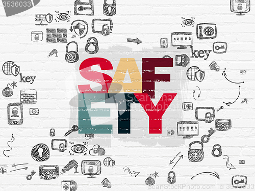 Image of Protection concept: Safety on wall background