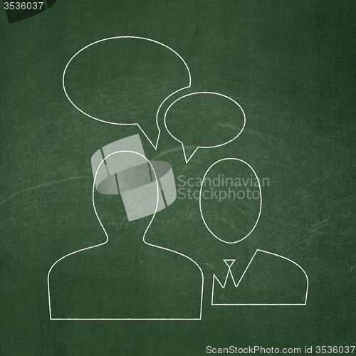 Image of Finance concept: Business Meeting on chalkboard background