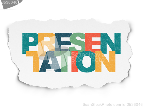 Image of Advertising concept: Presentation on Torn Paper background
