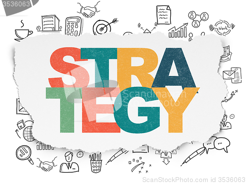 Image of Finance concept: Strategy on Torn Paper background