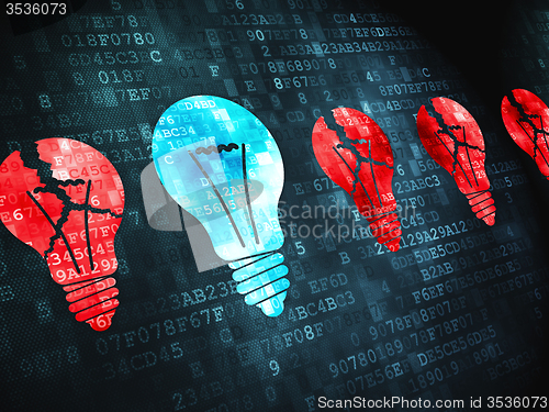 Image of Finance concept: Lightbulb on digital background