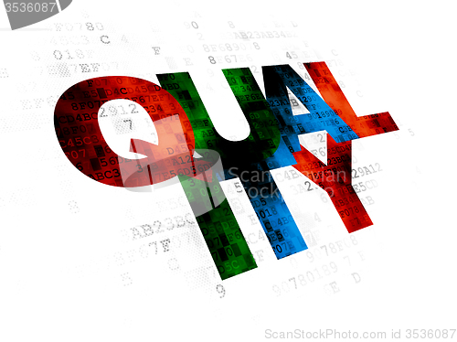 Image of Advertising concept: Quality on Digital background