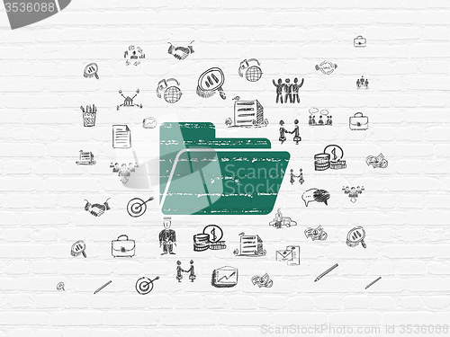 Image of Finance concept: Folder on wall background
