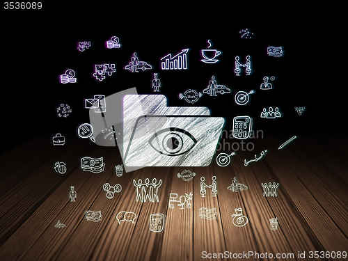 Image of Business concept: Folder With Eye in grunge dark room