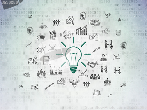 Image of Finance concept: Light Bulb on Digital Paper background