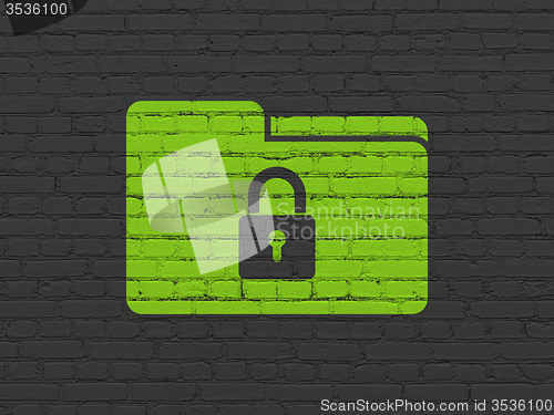 Image of Business concept: Folder With Lock on wall background