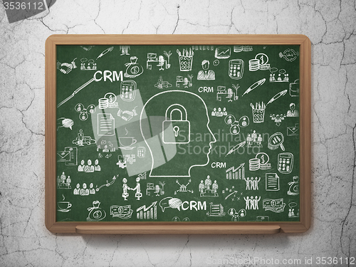 Image of Business concept: Head With Padlock on School Board background