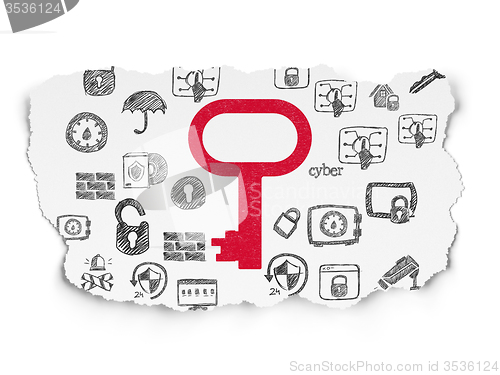 Image of Safety concept: Key on Torn Paper background