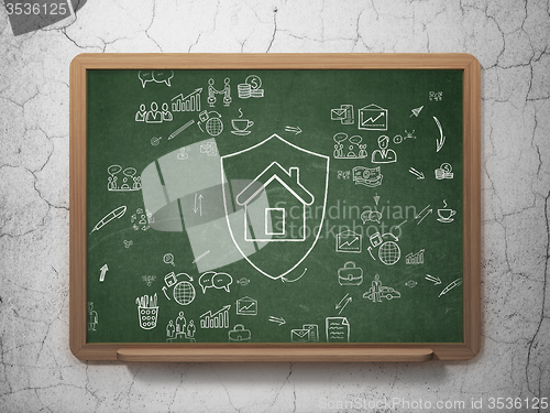 Image of Business concept: Shield on School Board background