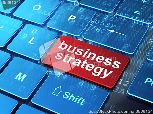 Image of Business concept: Business Strategy on computer keyboard background