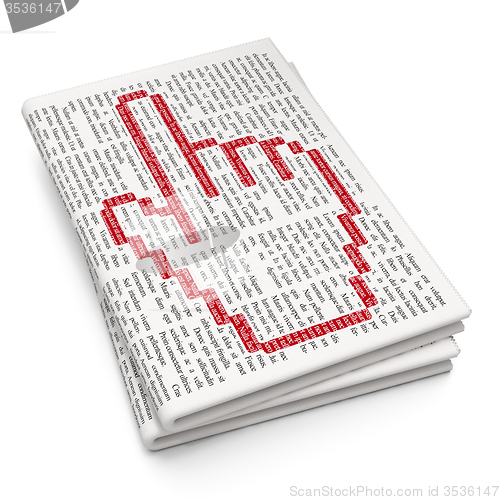 Image of Web development concept: Mouse Cursor on Newspaper background