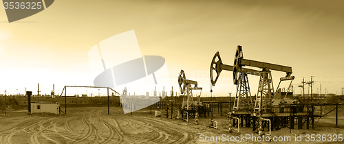 Image of Panoramic oil pumpjack.