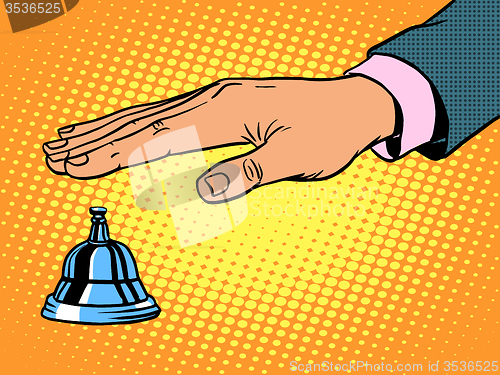 Image of reception Desk call bell hand