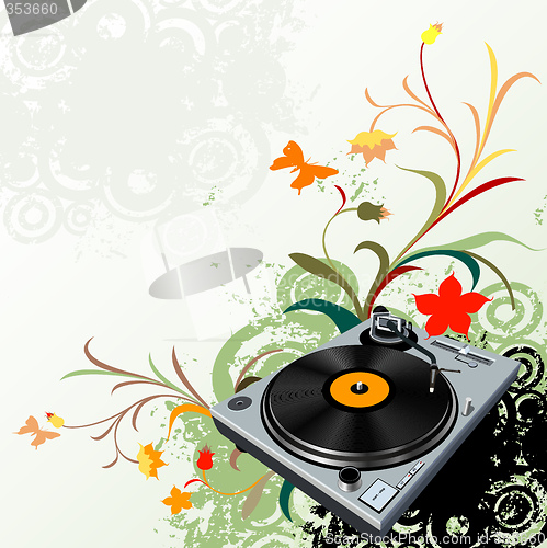 Image of turntable and flowers