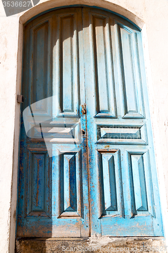 Image of old door in morocco africa ancien and wall ornate blue