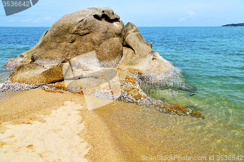 Image of   isle white  beach    rocks in thailand  and south china sea kh