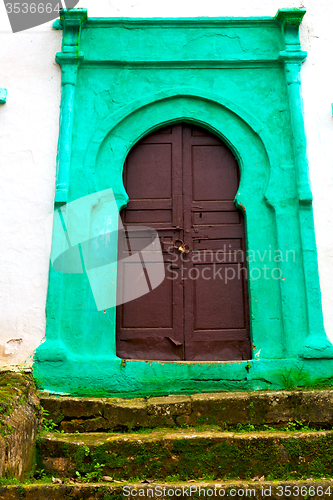 Image of old door in morocco africa ancien and wall ornate green