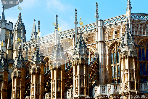 Image of old in    parliament glass  window  and  reflex